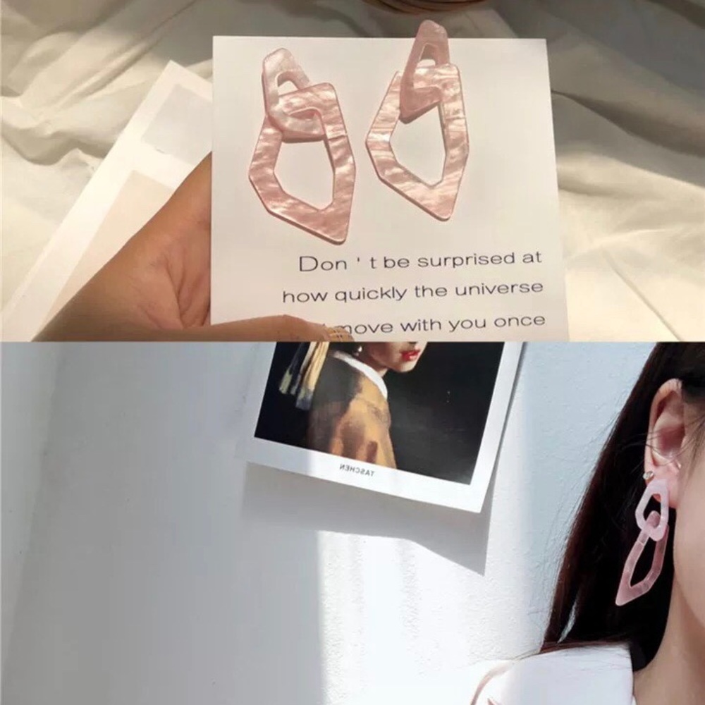 LAST Pink Cherry Blossom Linked Acrylic Earrings - Picture 3 of 3